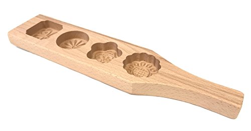 just4baby Kids DIY 4pcs Flower Round Square Wooden Wood Mould Moon Cake Bake Baking Kitchen Craft Tool