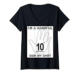 Photo Gallery i m a handful 10th birthday boy sign my shirt birthday kids maglietta con collo a v Photo Gallery i m a handful 10th birthday boy sign my shirt birthday kids maglietta con collo a v
