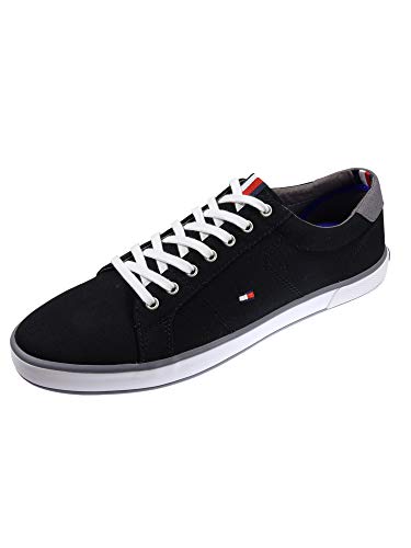 Tommy Hilfiger Zapatillas para Hombre Sneaker con Suela Vulcanizada, Negro (Black), 41