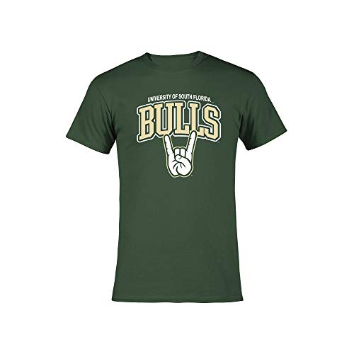 NCAA College Hand Sign Gameday Short Sleeve Solid T-Shirt (USF Bulls - Green Small)