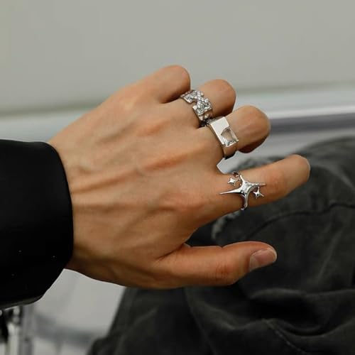 Star Rings For Women Teens Girls Y2k Silver Rings Adjustable Open Ring jewelry 6