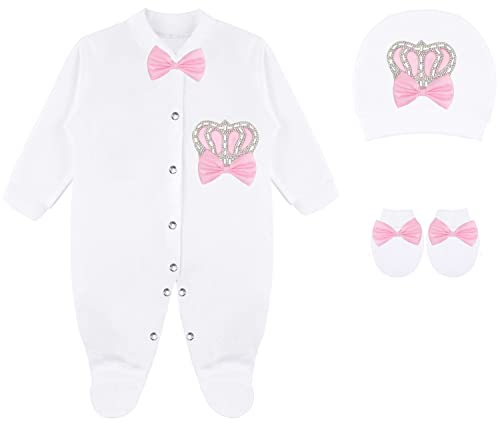Image of Lilax Baby Girl Newborn Crown Jewels Layette 3 Piece Gift Set