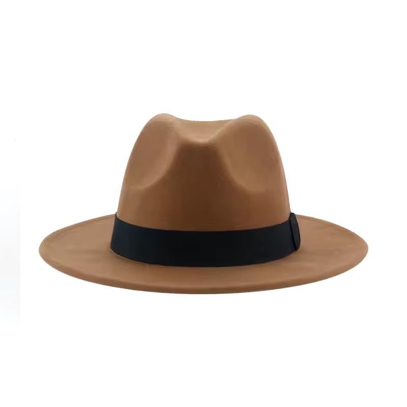 Image of Paper Wool Wide Brim Trilby Felt Jazz Fedora Hats for Women & Men