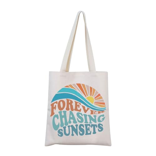 Beach Gift Forever Chasing Sunsets Tote Bag Summer Lover Gift Beach Life Gift (Forever Tote)