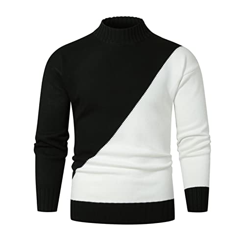 tuduoms Men's Color Block Slim Fit Tops Knitted Thermal Turtleneck Pullover Sweater Long Sleeve Jumper Tops Fashion Knitwear2