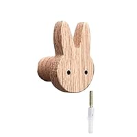 Kikioo Creative Wooden Animal Hook, Animal Head Coat Hook Children Room Decoration, Key Holder Wall Hooks Decorative, Fox Hook/Cat Hook/Rabbit Hook/Dog Hook, 1 Pcs