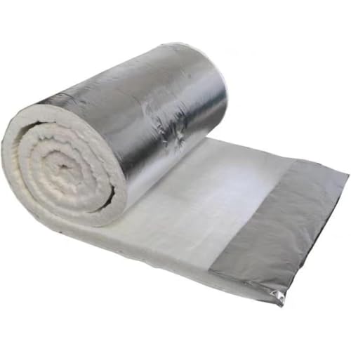 PANJIE セラミック繊維耐火性絶縁毛 厚さ20mm 布 - 炉、窯、鍛造、ストーブ、ピザオーブン、暖炉の断熱材のためのセラミック繊維の絶縁毛 、裁断可能 ??箔 (20mm*0.61m*7.2m,アルミホイル付き)