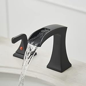 3 Hole Widespread Bathroom Faucet Two Handle 8 Inch Matte Black Bathroom Sink Faucets & Parts with Pop Up Drain Assembly Deck Mount Lacquer Vanity Stylish Modern Supply Hose Lead-Free 3 Hole Widespread Bathroom Faucet Two Handle 8 Inch Matte Black Bathroom Sink Faucets Parts with Pop Up Drain Assembly Deck Mount Lacquer Vanity Stylish Modern Supply Hose Lead Free