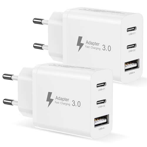 USB C Ladegerät 2Stück, 30W USB Ladegerät Mehrfach 3 Port mit Netzteil USB C Stecker USB c Schnellladegerät Ladestecker Adapter Netzstecker für iPhone 16/15/14/13/12/11/8, Samsung S25/S24/S23/S22/S21 USB C Ladegerät 2Stück, 30W USB Ladegerät Mehrfach 3 Port mit Netzteil USB C Stecker USB c Schnellladegerät Ladestecker Adapter Netzstecker für iPhone 16/15/14/13/12/11/8, Samsung S25/S24/S23/S22/S21