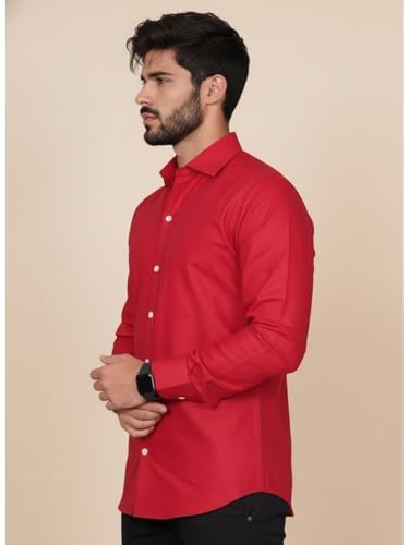 Image of Full Sleeve Black Formal Shirt for Men Cotton Regular Fit Casual - Pure Premium Branded Shirts for Men Formal Stylish Slim Plain Solid Man Wear as Office and Party
