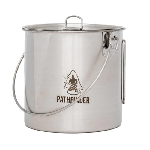 パスファインダー ブッシュポット PATHFINDER | ステンレス ポット ブッシュクラフト クッカー キャンプ 直火 焚き火 アウトドア 鍋 容器 スタッキング 収納 防災用品 (1900ml)