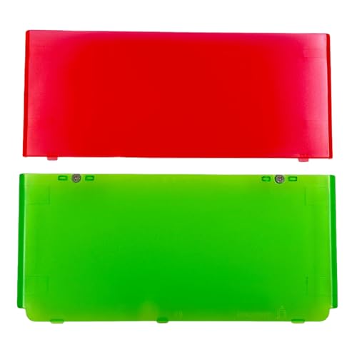 Image of Front Back Housing Shell Case Cover Top /Bottom Faceplate Plates Replacement for Nintendo New 3DS Console (Transparent Red+Transparent Green)