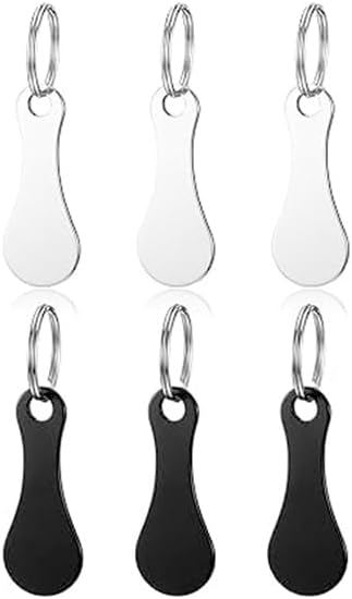 6 Pcs Quarter Holder Keychain- Stainless Steel Shopping Trolley Token Unisex for Grocery Shopping(Silver+Black)