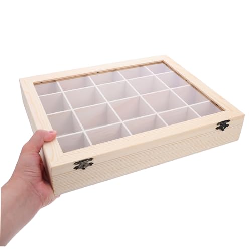 Boîte de rangement bois avec compartiments pour collection de pierres et cristaux