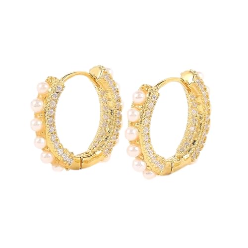 Boucles d'oreilles créoles argent et perles de zirconium haute brillance