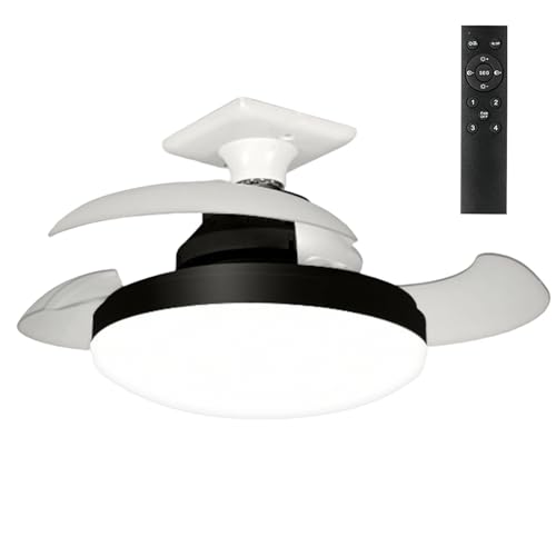 Hogvinnatil Ventilador de techo con ventilador de techo remoto y moderno - Ventilador sin luces retráctil silencioso con luces - Control remoto, dispositivo de enfriamiento doméstico, accesorios para