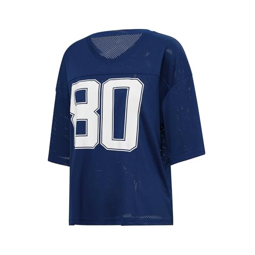 Short Sleeve Jersey Shirts for Women Oversized Number Graphic Tee Tops Vintage 90s Y2k Clothes Streetwear3