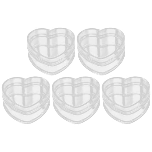WOFASHPURET Lot de 5 Boîtes à Bijoux Transparentes en Plastique, Forme de Cœur Petit Format, Boîtes de Rangement pour Présents, Bonbons et Surprises, Coffrets à...