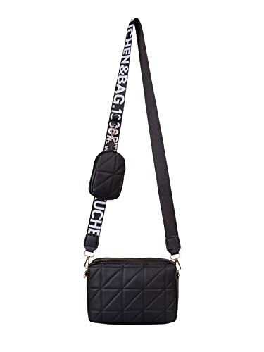 WDIRARA Women's Letter Strap Crossbody Bag Shoulder Bag Square Bags with Coin Purse