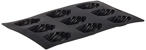 Lékué Moule pâtisserie Madeleines 9 cavités, Silicone Platine Noir