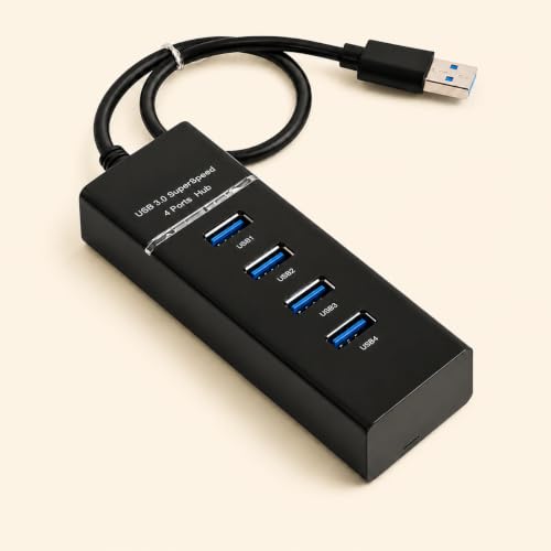 Image of Portable 4-in-1 USB-C & USB-A Hub, USB 3.0 5Gbps High-Speed Data Hub, 3 USB 2.0 Ports, Aluminum Build, Smart Chip, Plug & Play, Multiport USB Adapter for Laptop, Desktop, Keyboard & Mouse (Black)