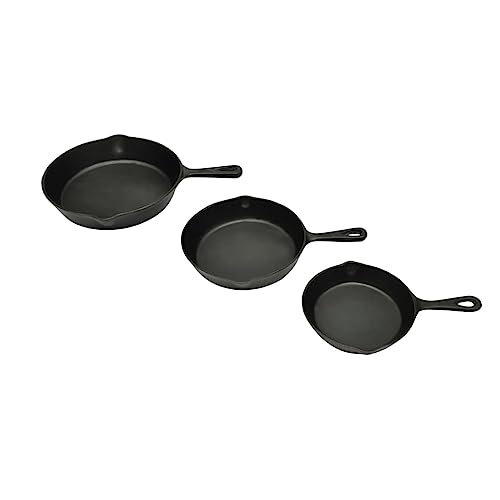 BOWEKAM Kitchen & Dining-Cookware & Bakeware-Cookware-Griddles & Grill Pans-Set of 3 BBQ Steak Pans Cast Iron