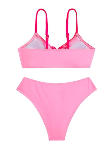 Image of COZYEASE Girls' 2 Piece Ditsy Floral Print Knot Front Ruched Triangle Bikini Swimsuit