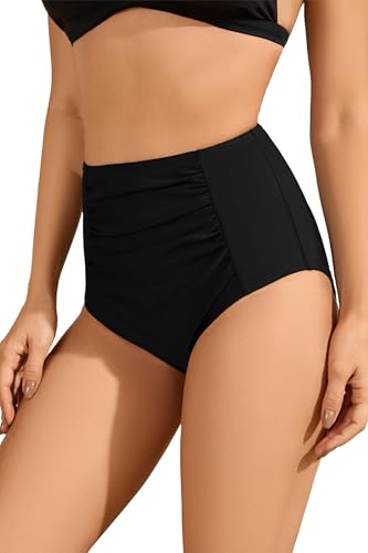Women's High Waisted Bikini Bottom Full Coverage Tummy Control Bathing Suit Swim Bottom Tankini Swimsuit Bottom2
