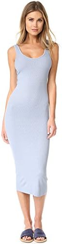 Enza Costa Women's Stretch Mock Twist Rib Tank Midi Dress, Dusty Blue, M