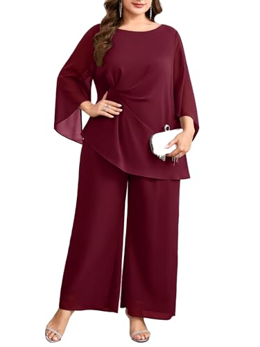 CYCLAMEN Plus Size Mother of Bride Pant Suits 2 Piece