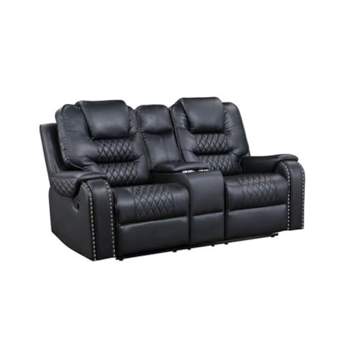 Image of Torque - Mikkel Leatherette Recliner Sofa 3+2 Seater Manual Black | Adjustable 3 Plus 2 Recliner with Cup Holder Storage for Living Room Bedroom | 1 Year Warranty