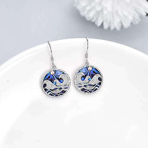 YFN Ocean Wave Dangle Earrings for Women Sterling Silver Abalone Shell Beach Jewelry for Women Sea Gifts (Abalone)2
