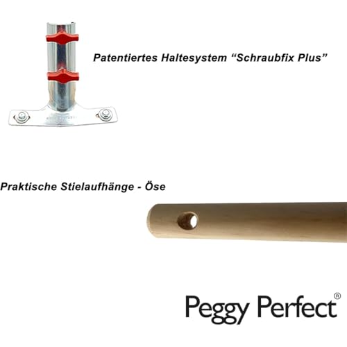 Peggy Perfect Straßenbesen, Saalbesen 40cm mit 1,50m langem, Ø2,8cm Holzstiel. Premium Supermix Borsten - robust & nassfest. Patentiertes Stielhaltesystem „Schraubfix Plus“. – Bild 4