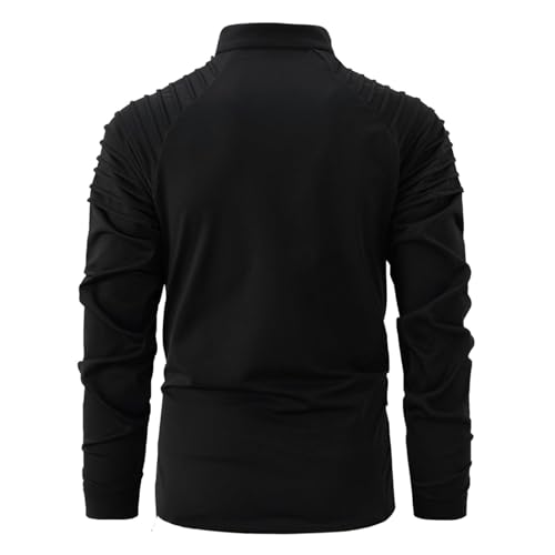 Men's Sports Quarter Zip Polo Sweater Outdoor Leisure Slim Long Sleeve Pullover Lightweight Mock Neck Sweatershirt3