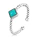 Qings Anillo Turquesa Plata de ley - Anillos Abiertos Ajustables Piedras Preciosas Cuadradas Azules Vintage Boho Cubic Zirconia Regalos de Cumpleaños de Moda para Mujeres y Niñas