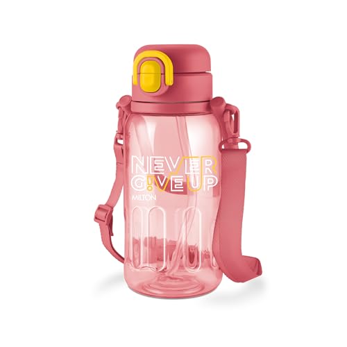 Image of MILTON Regan 850 2-in-1 Lid Sip or Gulp Water Bottle | Sturdy Handle And Strap I BPA Free| Food-Grade | One-Touch Open | Leak-Proof | Ideal for Office, School, College, Gym | 836ml, Pink