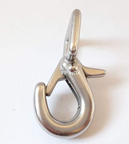 Moschettone Piccolo In Acciaio Inox AISI 316, Forma A D Con Leva Dritta E Sistema Keylock, Made In Italy, Carico 16 KN, Peso 71g