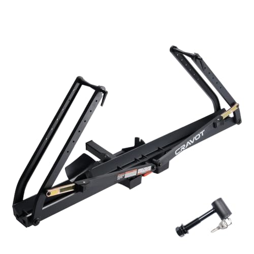 Image of CRAVOT Single Ebike Rack for Tow Hitch 1 Bike, Heavy-Duty Ebike Rack | 100lbs Capacity Fits Fat Tire Bicycle, Tire Clamp Bike Carrier with 2 Tray Arms Lock, for Car, SUV, Truck with 2 inch Receiver