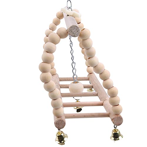 WEISUO Vogel Papegaai Schommel Opknoping Speelgoed, Natuurlijk Hout Bell Vogelkooi Speelgoed voor Papegaaien, Parkieten… - Image 3