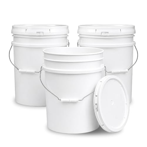 ePackageSupply 5 Gallon Bucket - Food Grade w/Lid BPA-Free, 3 Pack - White