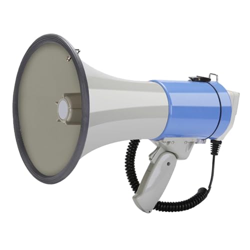 TTETTZ Megáfono Portátil con Grabación de 240 Segundos Y Potencia de 50W para, Estándar Azul Gris