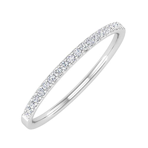 1/10 ctw 10K White Gold Round Diamond Ladies Wedding Anniversary Stackable Ring - (Ring Size 6)