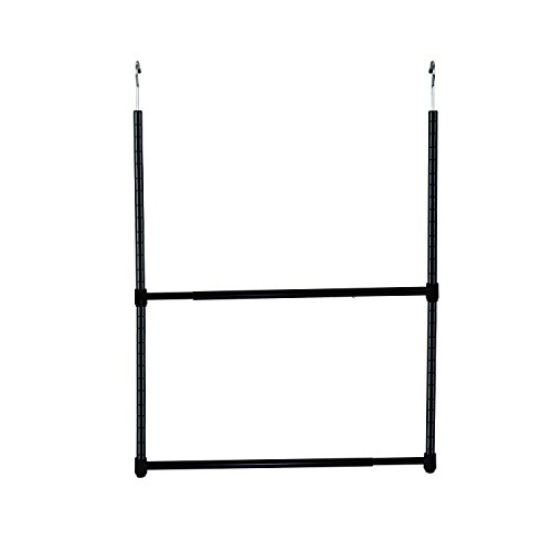 Oceanstar 2-Tier Portable Adjustable Closet Hanger Rod, 23 In, Black #TOP2