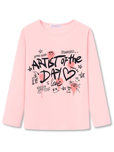 Image of Girls Long Sleeve T-Shirt Cute Versatile Basic Casual Top Size 6-18 | Soft Stretchy Tee for All Day Comfort, Versatile Layering Top for Cold Days, Cute Casual Style for Girls, Durable Easy Care