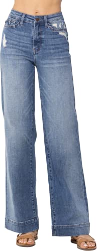 Judy Blue High Rise Distressed Denim Trousers