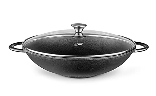 MTA WOK COM TAMPA DE VIDRO FORNO E FOGAO FERRO FUNDIDO N°36/6,0L
