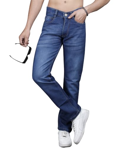 Image of EYEBOGLER Men's Jeans Pant Slim Fit Stretchable Casual Wear Mid Rise Cotton Blend Denim