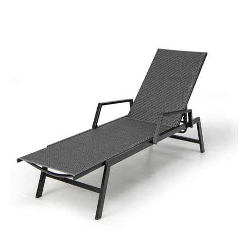 LIFEZEAL Gartenliege Rattan, Sonnenliege mit Verstellbarer Rückenlehne & Armlehnen, Terrassenliege aus PE-Rattan & Metall, Liegestuhl für Strand, Pool, Terrasse, Balkon, Belastung 150 kg LIFEZEAL Gartenliege Rattan, Sonnenliege mit Verstellbarer Rückenlehne & Armlehnen, Terrassenliege aus PE-Rattan & Metall, Liegestuhl für Strand, Pool, Terrasse, Balkon, Belastung 150 kg