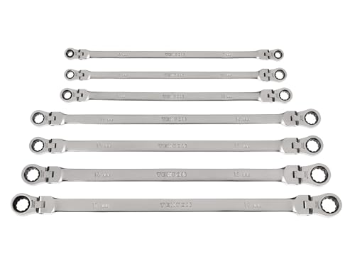 TEKTON Long Flex Head 12-Point Ratcheting Box End Wrench Set, 7-Piece (6-19 mm) | WRB96001