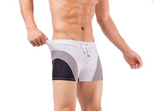 OneMoreDealDirect Mens Swim Trunks Quick Dry Swim Briefs Square Leg Boxer Brief Swim Shorts Nylon Swimming Trunks Swimwear (2XL(Waist:36